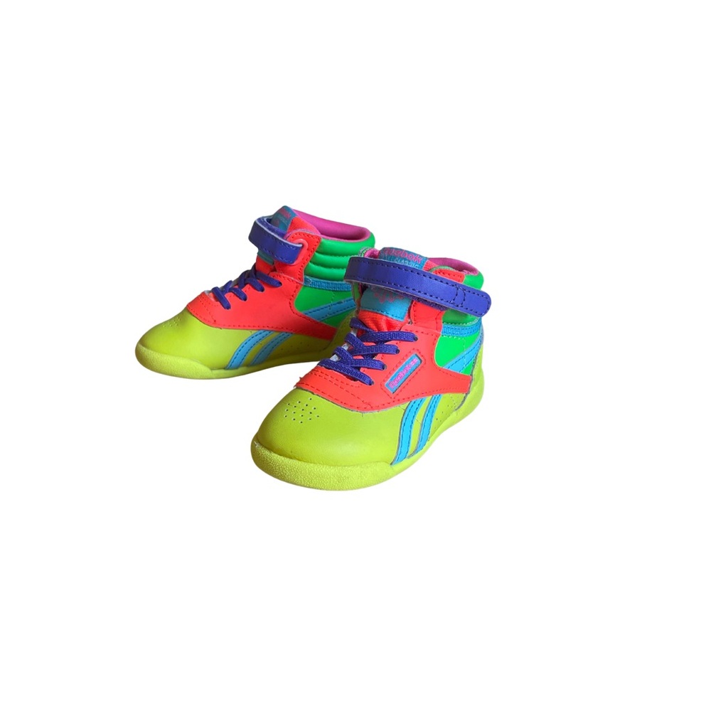 Reebok Toddler Freestyle Hi Brights Sneakers Size 6 | Colorful Retro High Tops